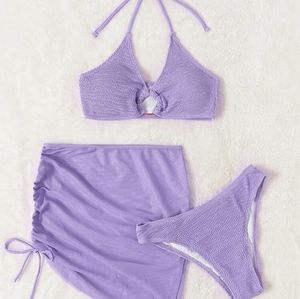 3 piece purple bikini swimsuit